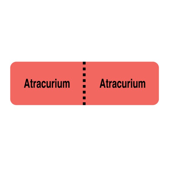 Nevs IV Drug Line Label - Atracurium/Atracurium 7/8" x 3" Flr Red w/Black N-10966 - main